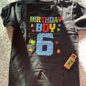 NEW Lego themed Bday boy shirt, 6 yes old